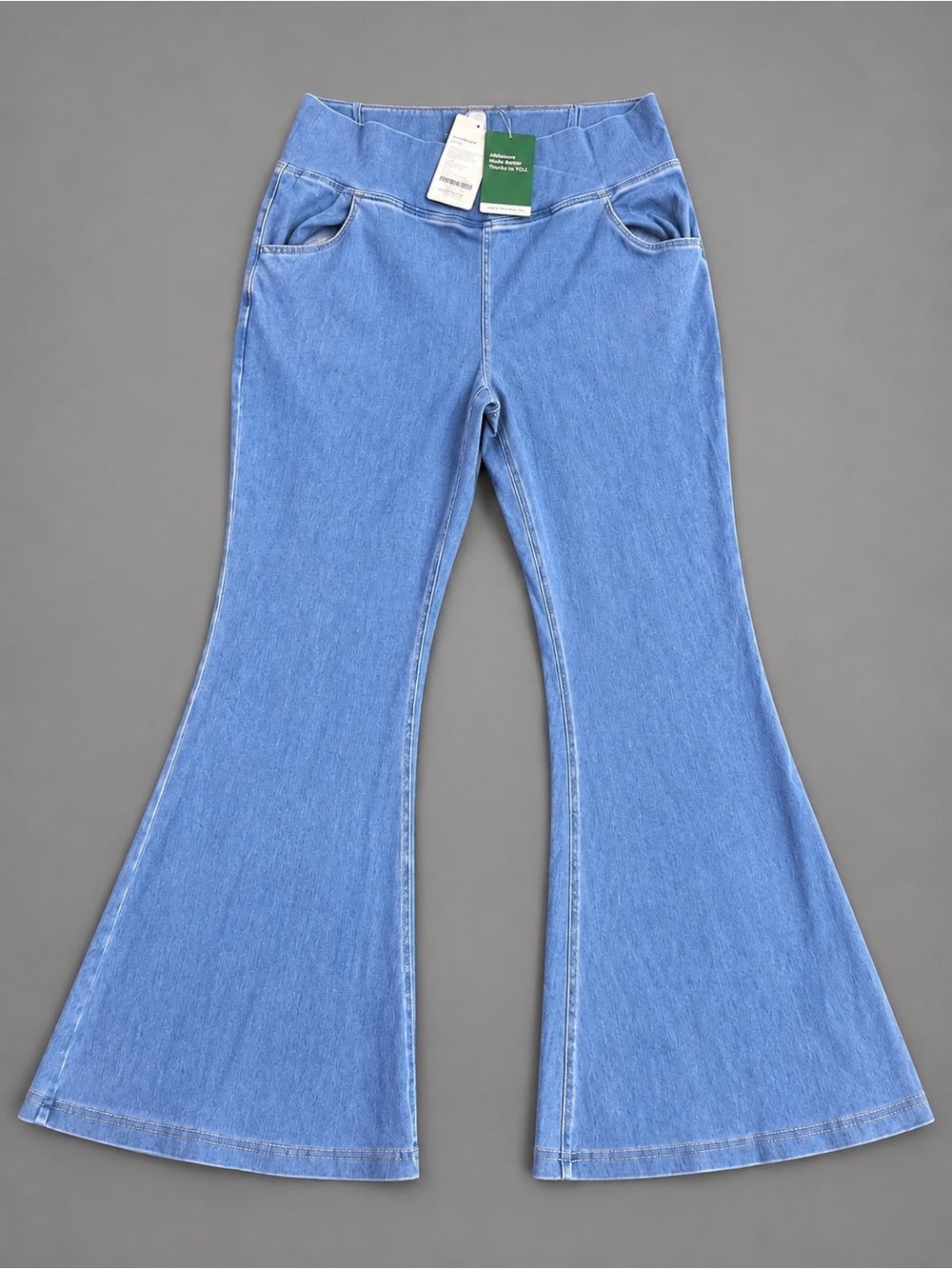 NWT Halara Flex Crossover Flare Jeans XL Petite Light Wash Stretch Denim